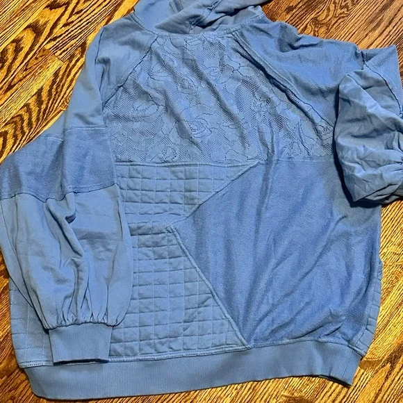 NWT Pilcro from Anthropologie Mixed Print Zip Up Hooded Sweatshirt - Picture 4 of 6